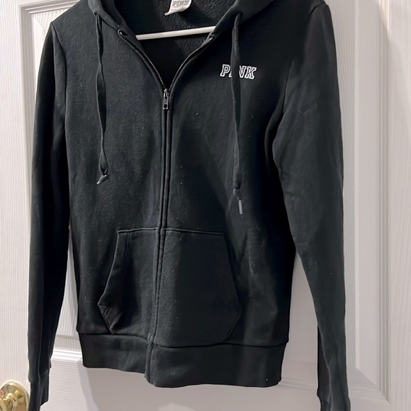 Pink Victoria’s Secret Black Full Zip Up Sweater XS - Picture 2 of 4